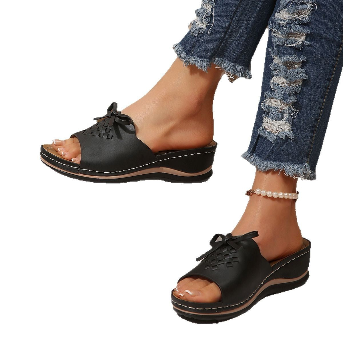 Ladies Comfortable Clogs Sandals with Braided Straps Ivyshape