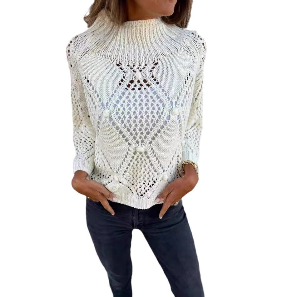 Women's chunky knit jumper with romantic mesh details Ivyshape