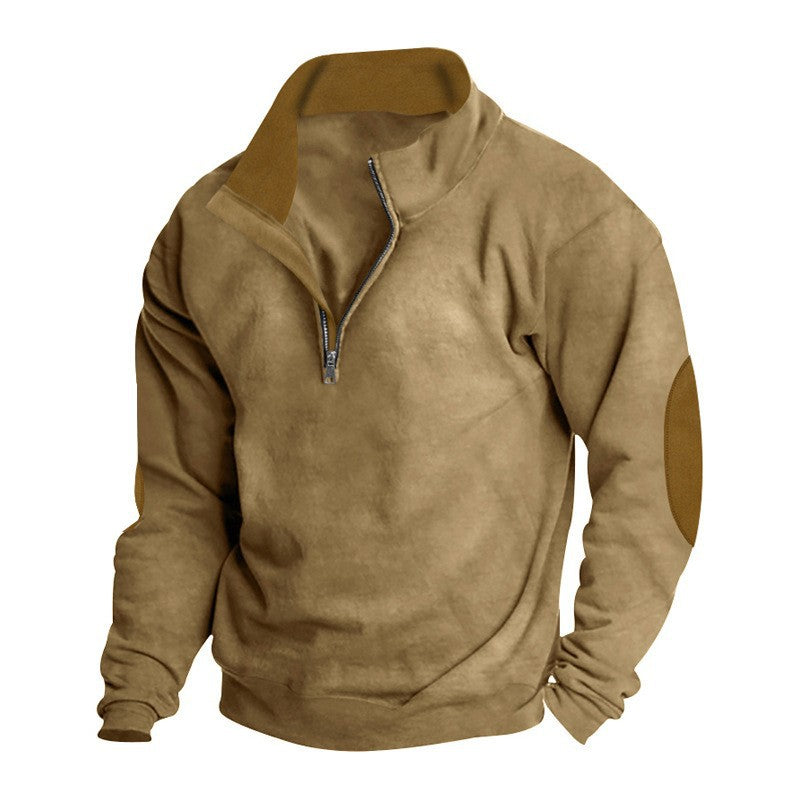Men's fleece jacket with stand-up collar and stylish zipper Ivyshape