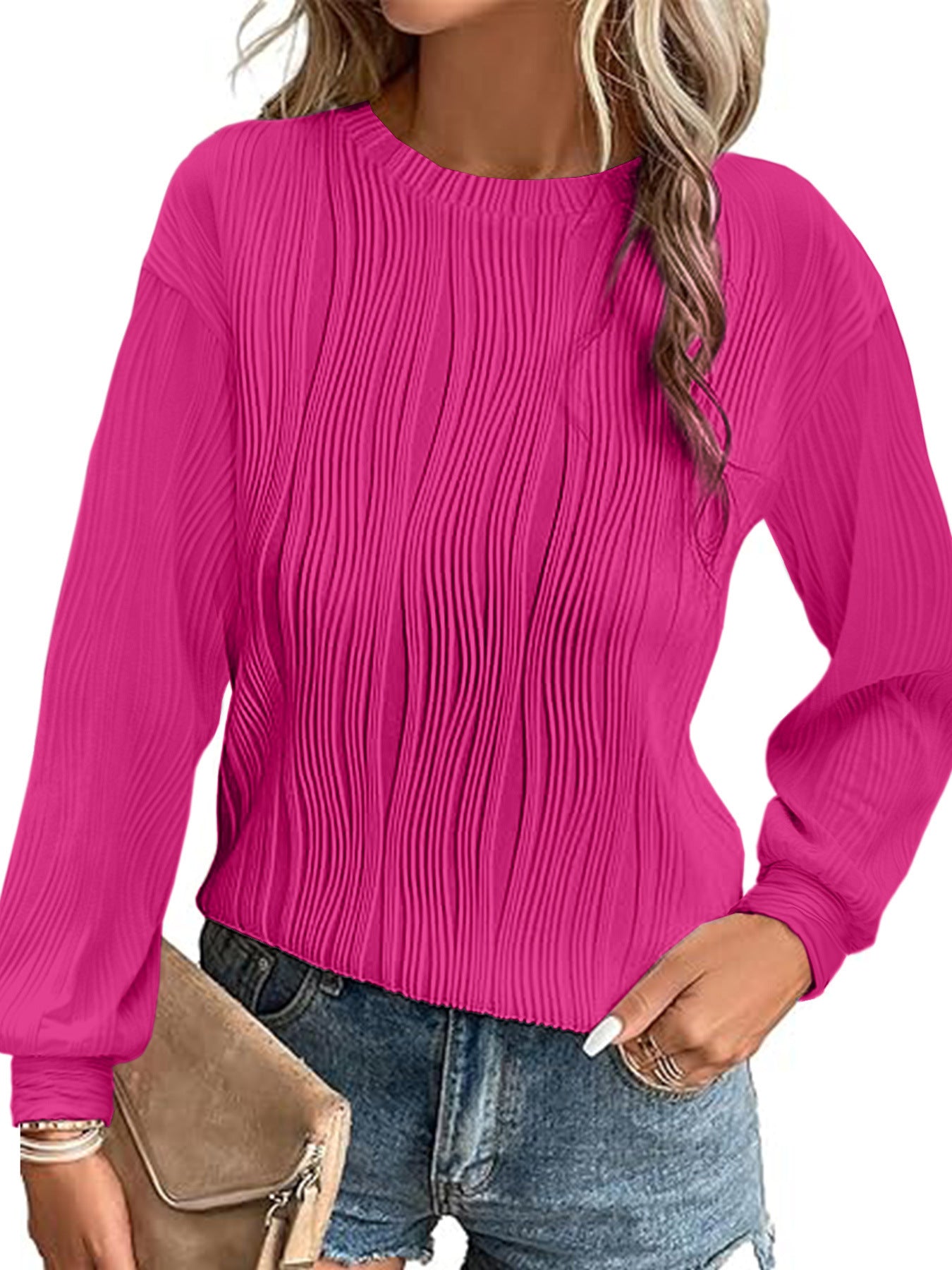 Women's pleated long-sleeve sweater Ivyshape