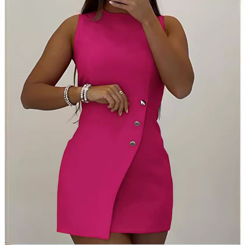 Women's short dress with asymmetrical button detail Ivyshape