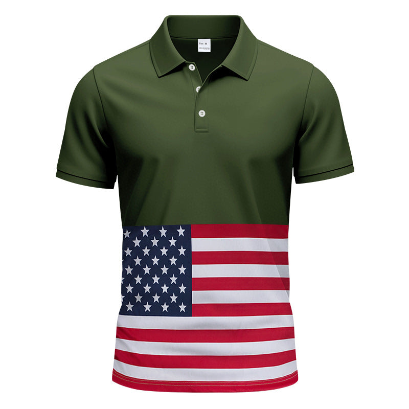 Men's polo shirt with unique flag motif and modern Ivyshape fit