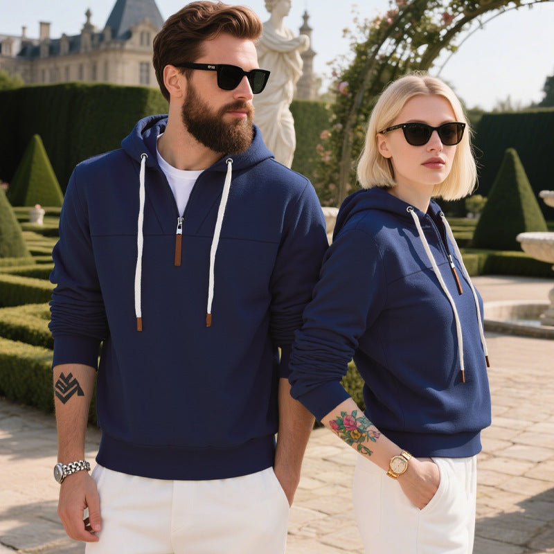 Men's sporty hooded sweatshirt with half zip and high-quality materials Ivyshape