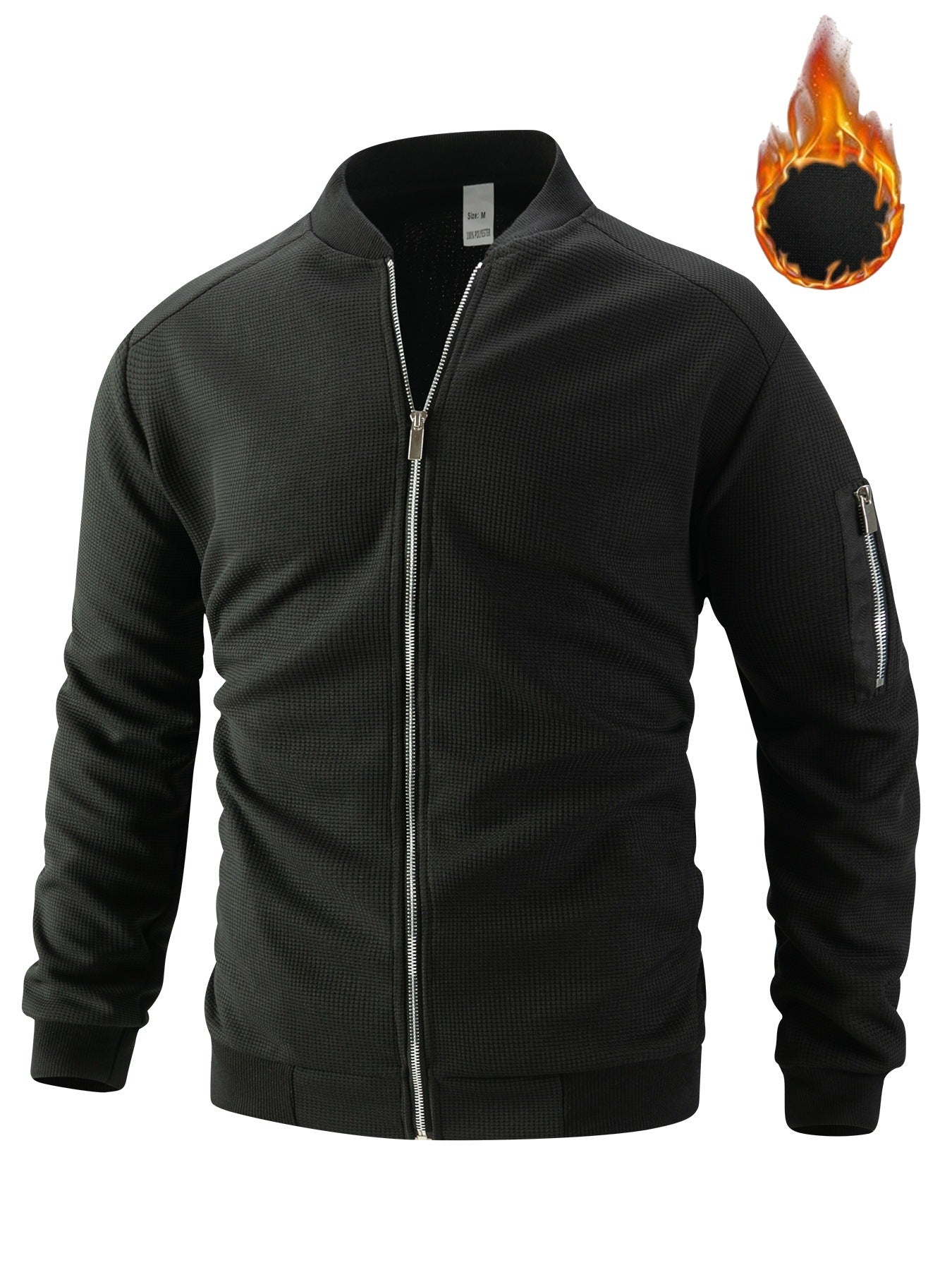 Men's sporty bomber jacket with zipper and textured design Ivyshape