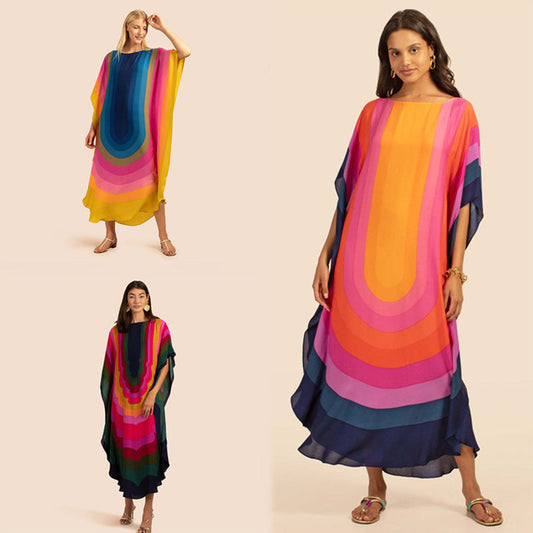 Ladies max dress with modern wave patterns Ivyshape