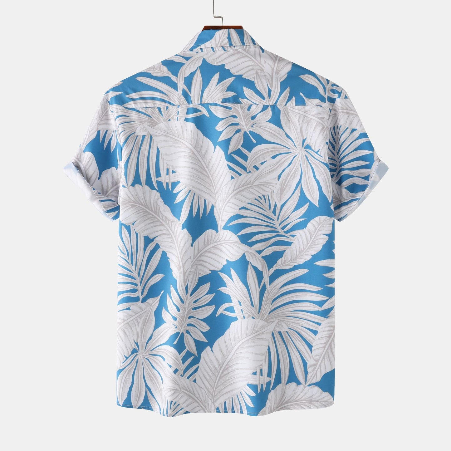 Men's Short Sleeve Shirt with Tropical Leaf Design and Comfortable Fit Ivyshape