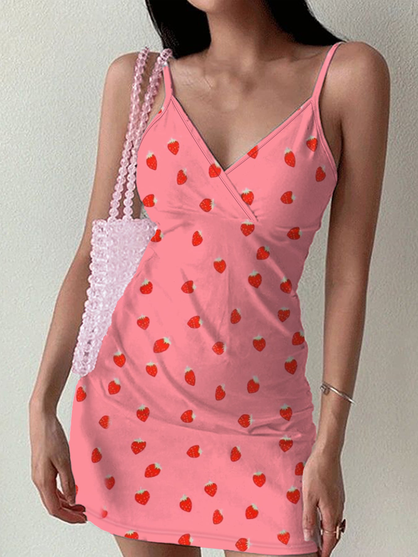 Women's mini dress with refreshing strawberry design Ivyshape