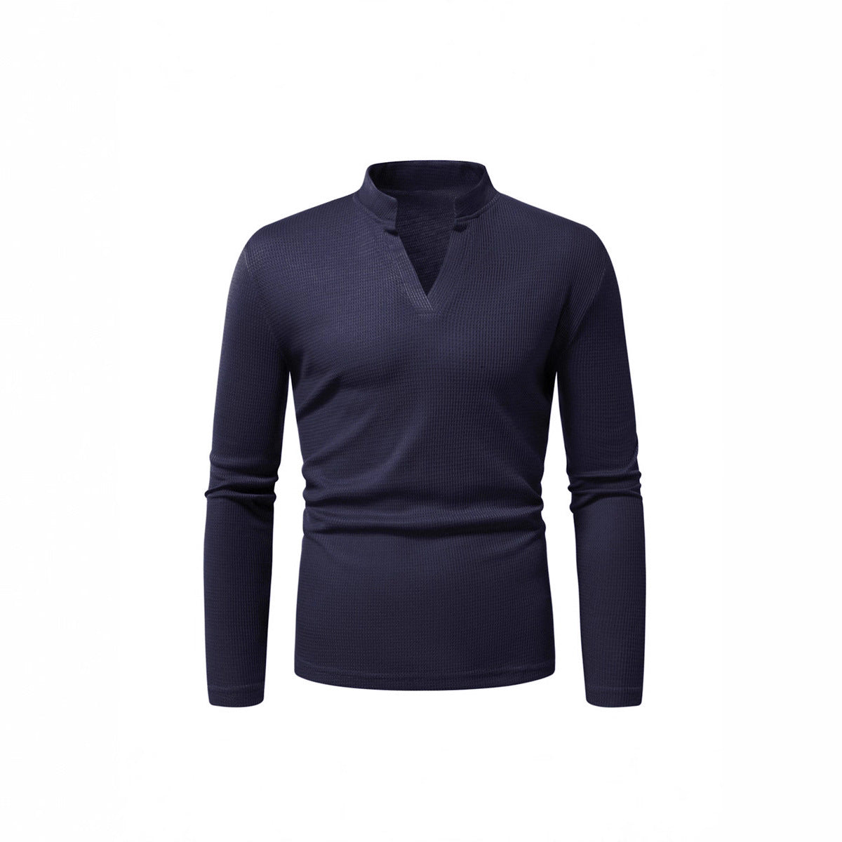 Men's long sleeve shirt with modern stand-up collar and textured surface Ivyshape