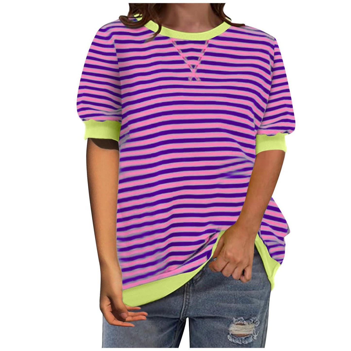 Women Fashion Stripe Shirt with Casual Cut Ivyshape