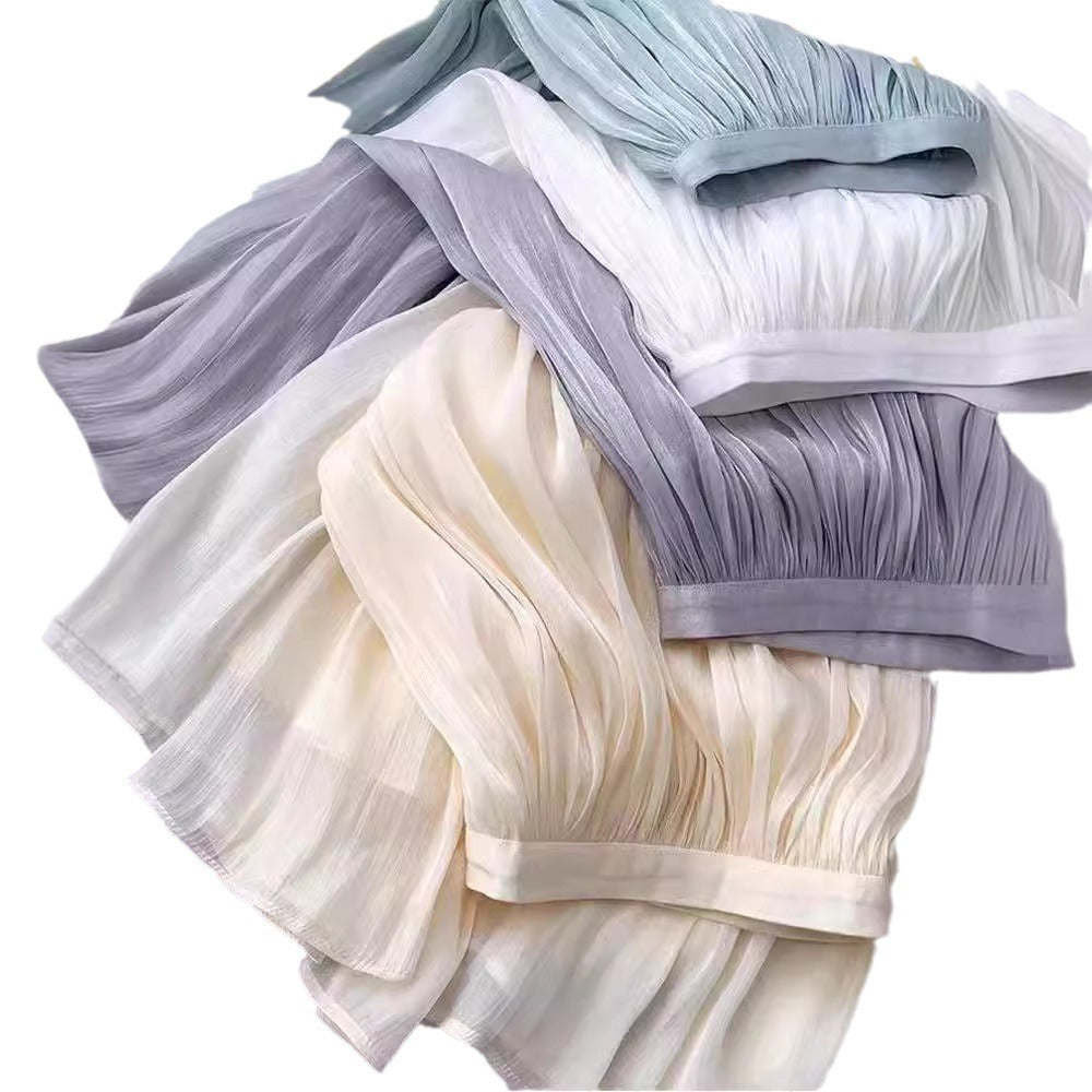 Women's Airy Pleated Skirt Made of Fine Chiffon Ivyshape