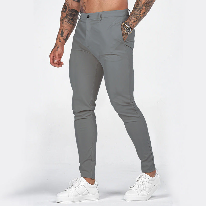 Men's Slim-Fit Chino Pants with Modern Design and Elastic Waist Ivyshape