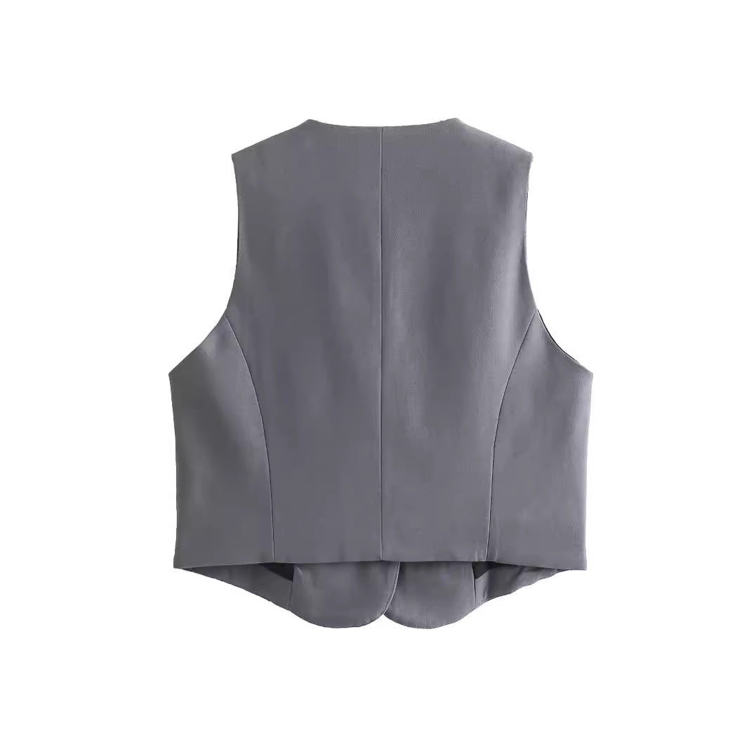 Women Elegant Tailored Waistcoat Ivyshape