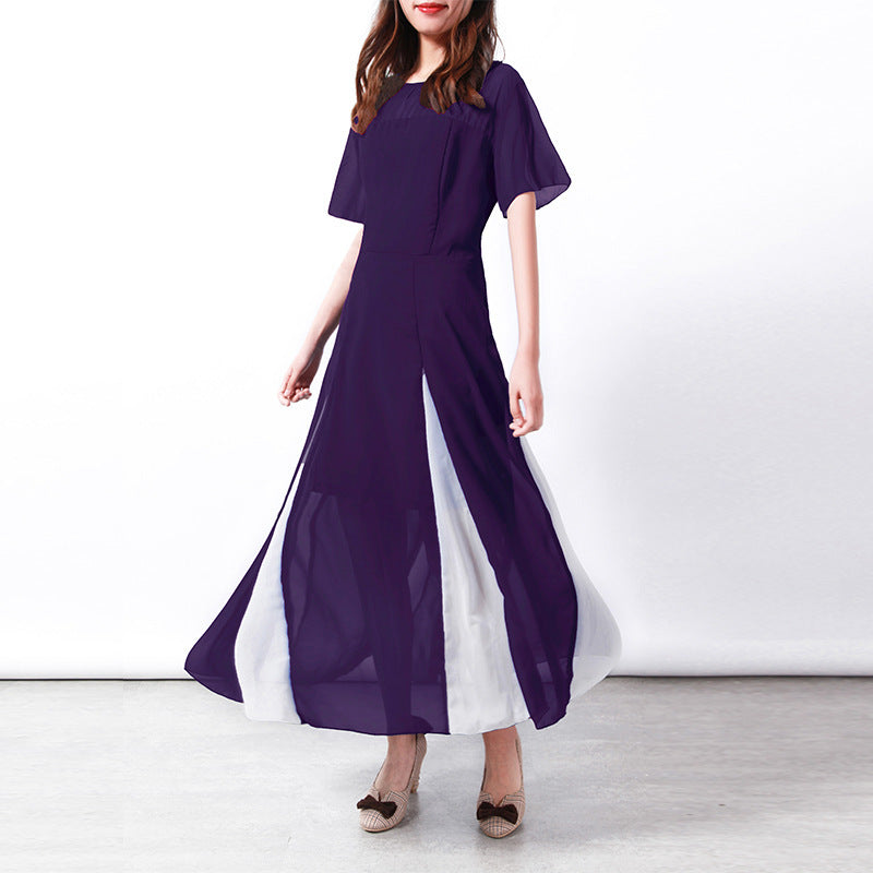 Women's Maxi Long Sleeve Dress with Transparent Sleeves and Side Slit Ivyshape