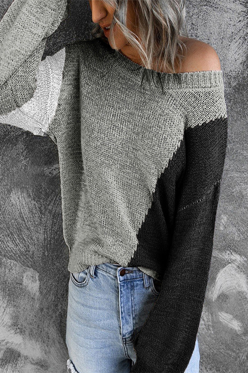 IvyShape | Elegant Color Block Knitted Pullover