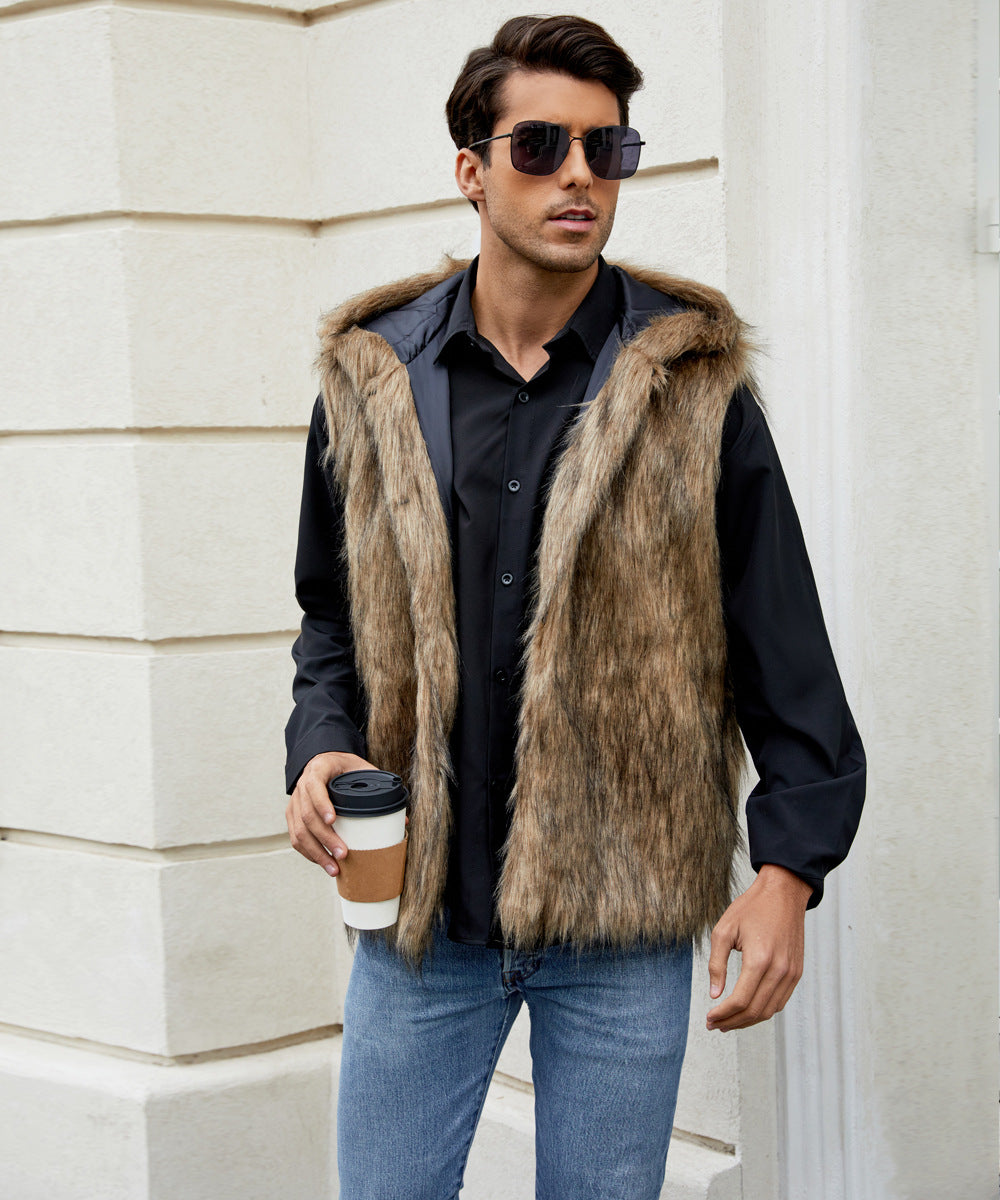 Men's Fashion Faux Fur Vest Ivyshape