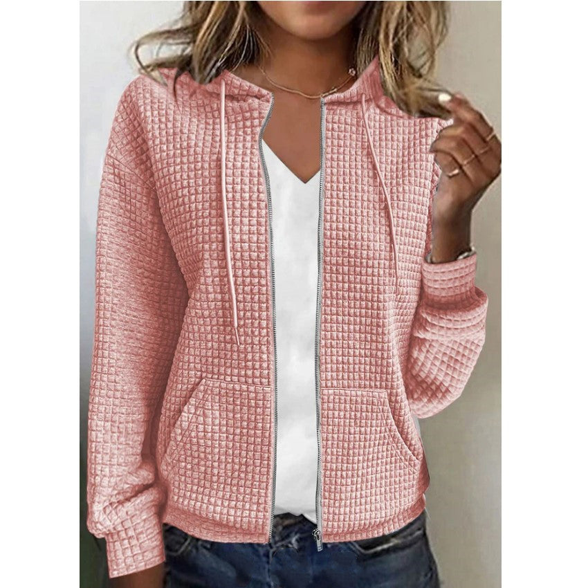 Women's fleece jacket with textured waffle pattern Ivyshape