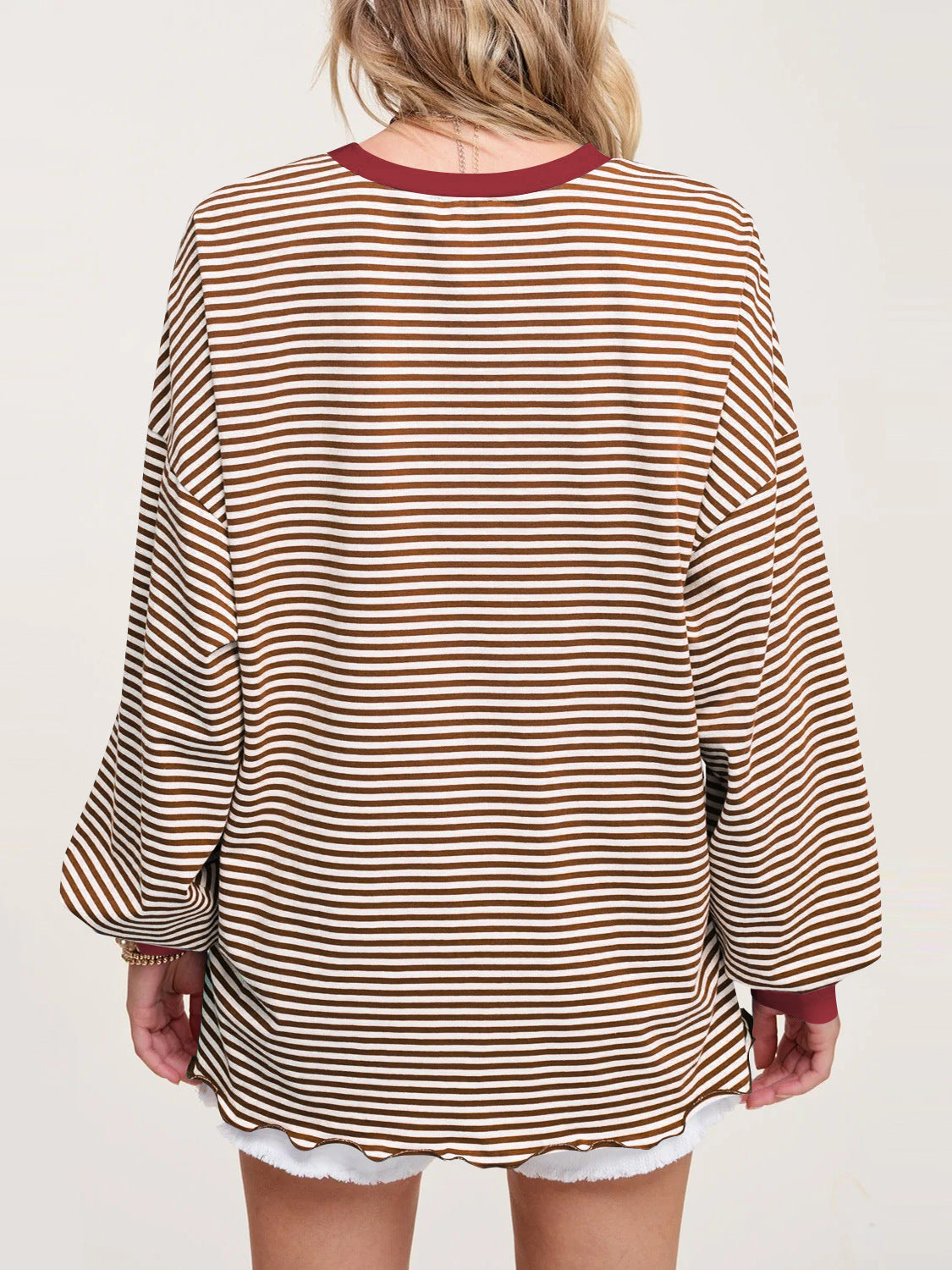 IvyShape | Striped long sleeve sweatshirt