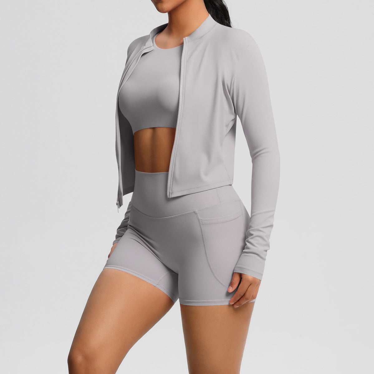 Women's Sports Set with Fitted Top and High-Waisted Shorts Ivyshape