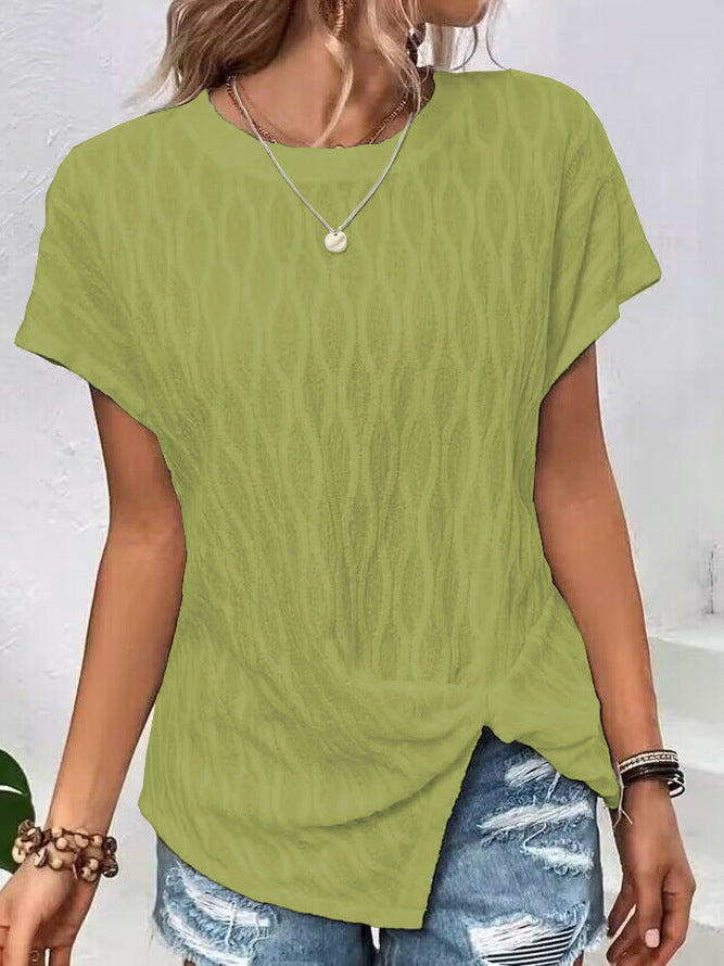 Ladies casual short sleeve top with knot element Ivyshape