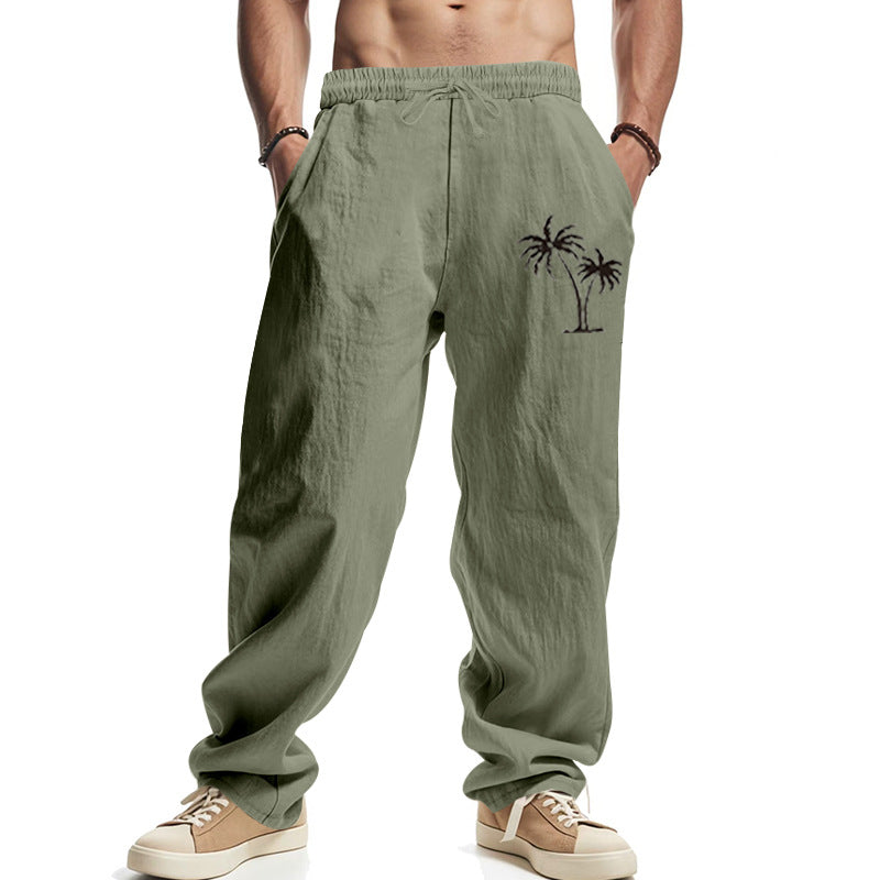 Men's casual beach pants with high wearing comfort and special palm motifs Ivyshape
