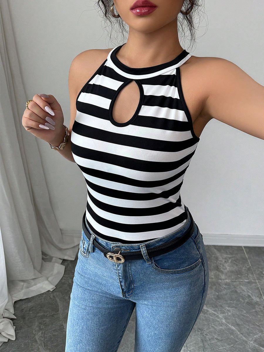 Women’s Sporty Tank Top with Fashionable Stripes Ivyshape