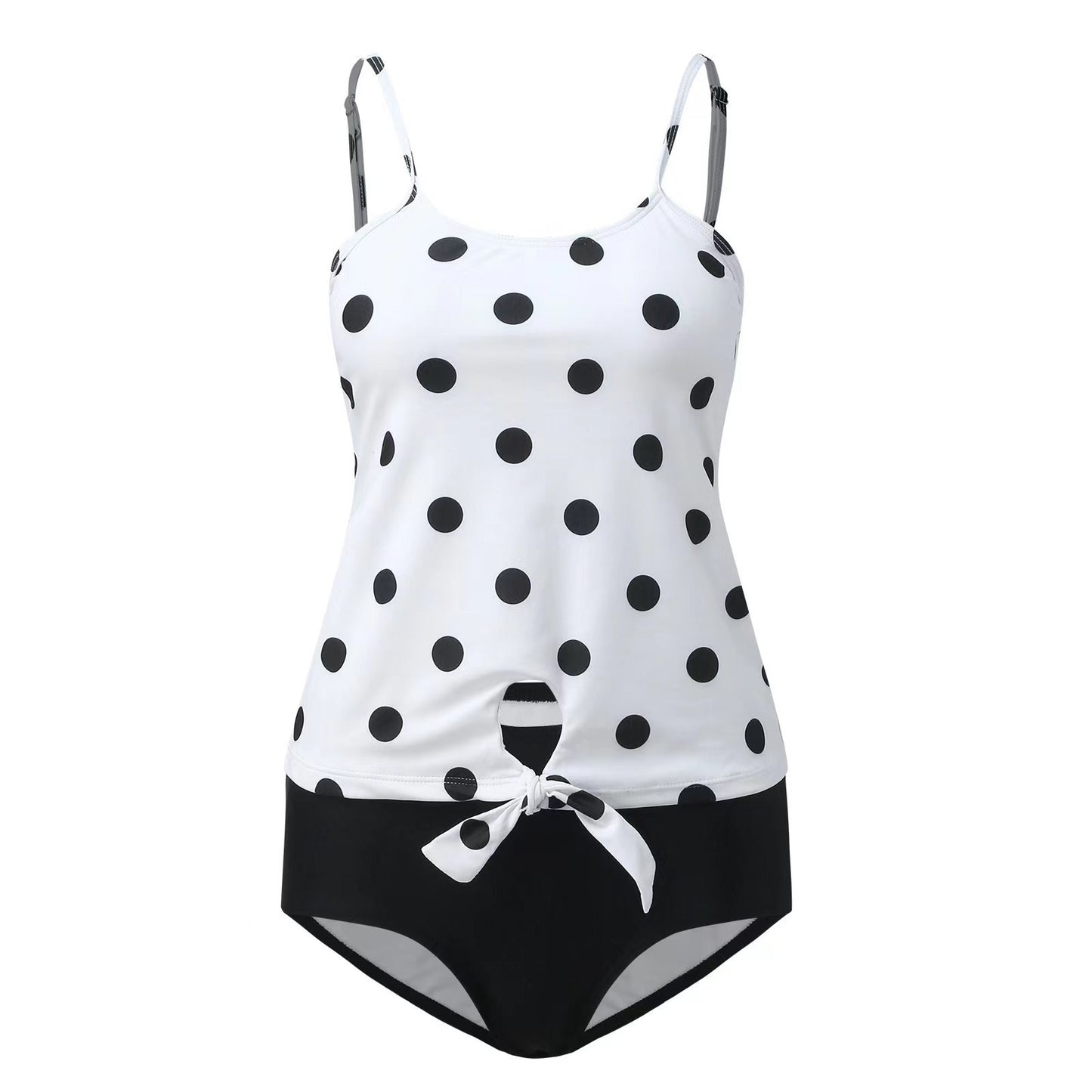 Ladies tankini with playful polka dot pattern and adjustable straps Ivyshape