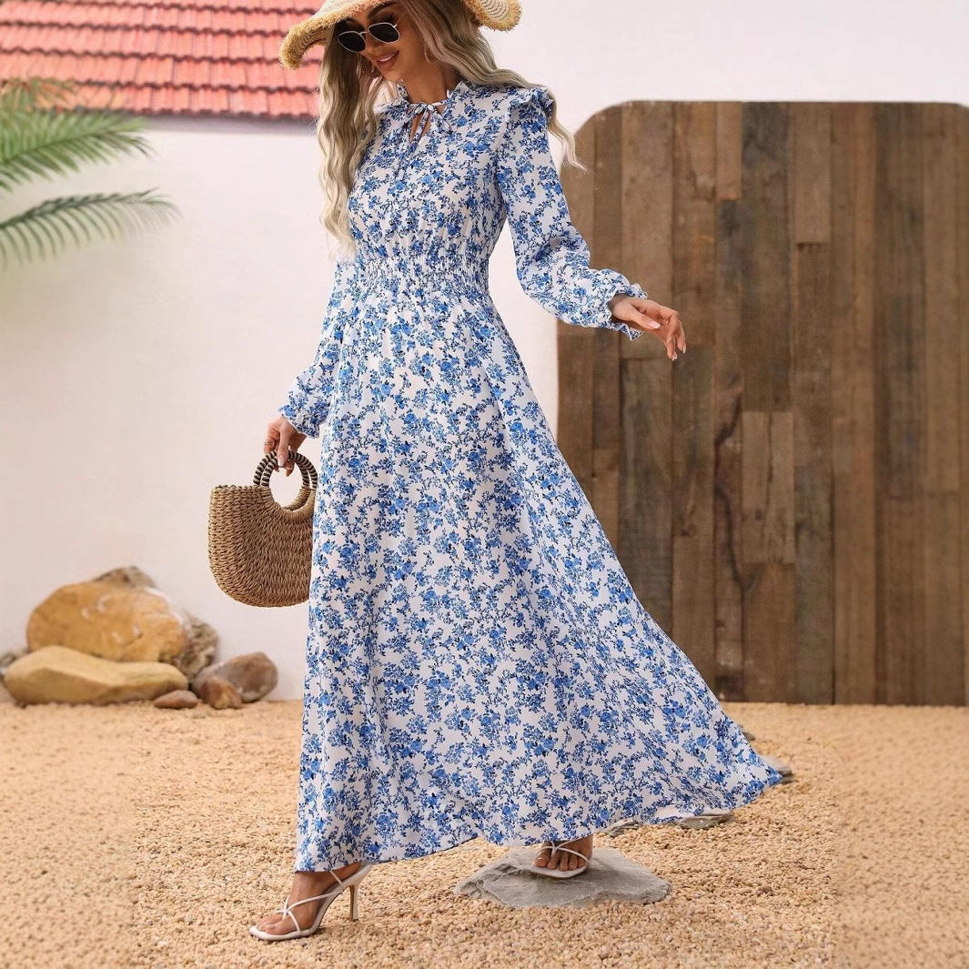 IvyShape | Floral Long Sleeve Elegant Women's Long Dress