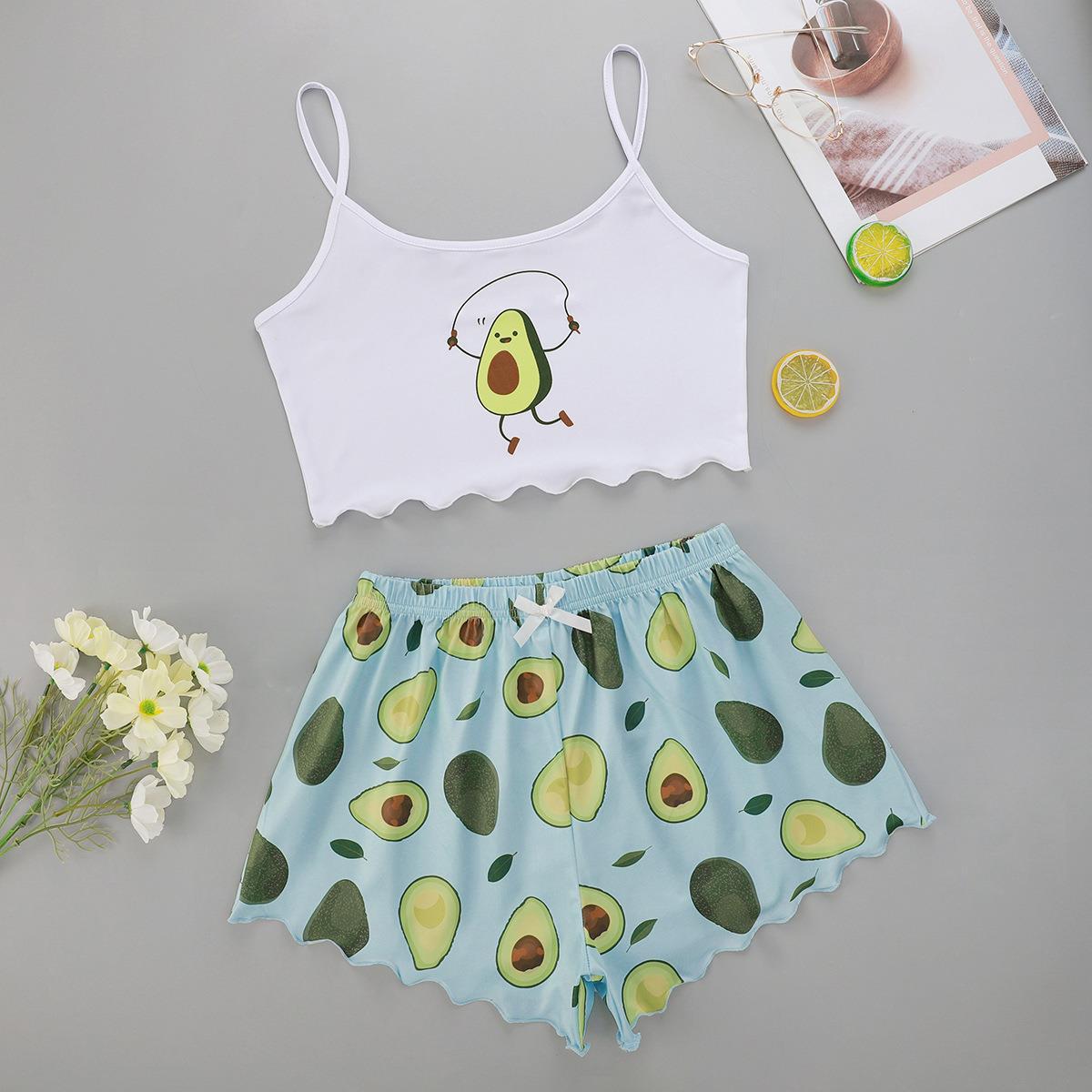 Women's Leisure Loungewear Set with Avocado Motif Ivyshape