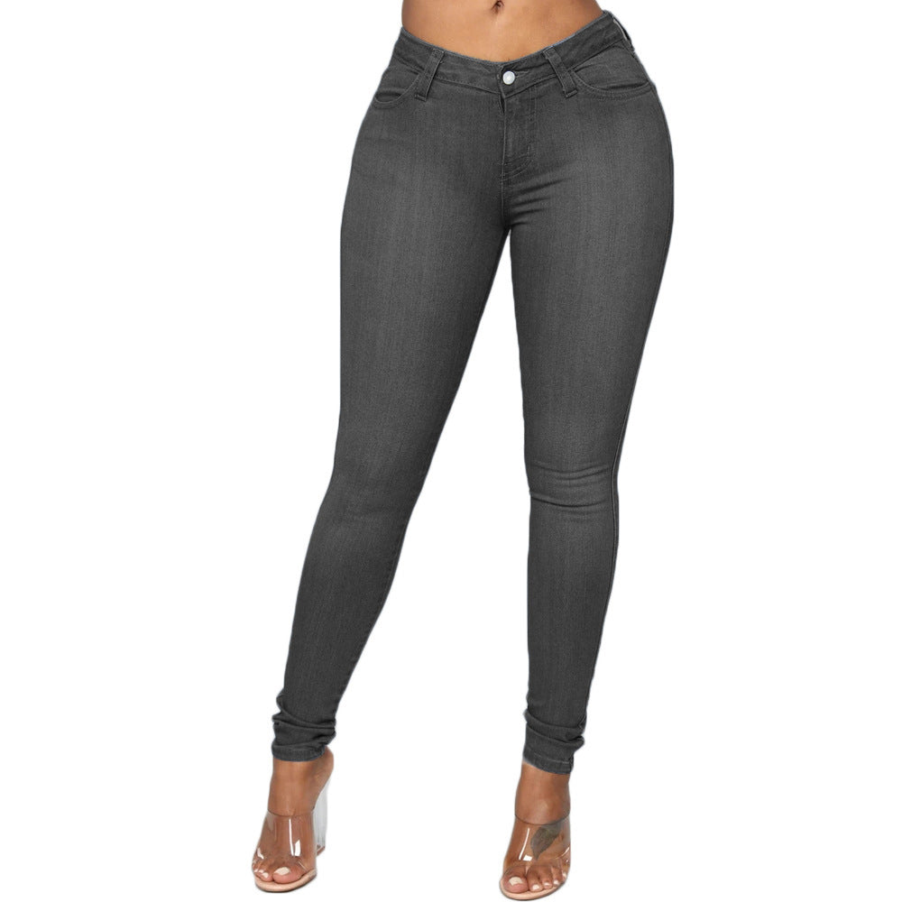 Women's skinny jeans with high-waisted cut and figure-shaping stretch Ivyshape
