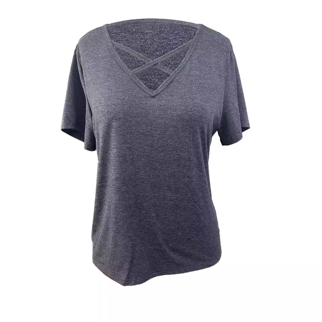 Women Crisscross V-neck Top Ivyshape