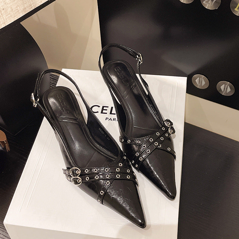 Ladies Slingback Pumps with elegant buckle detail Ivyshape