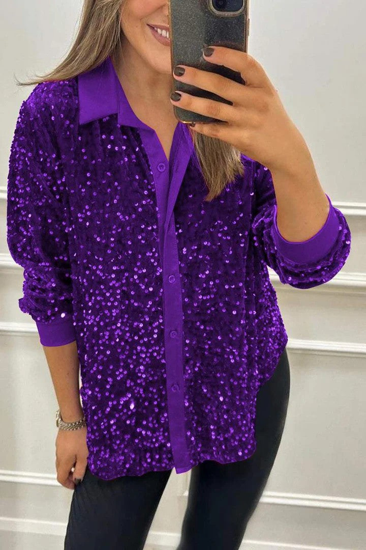 IvyShape | Sequin leisure shirt