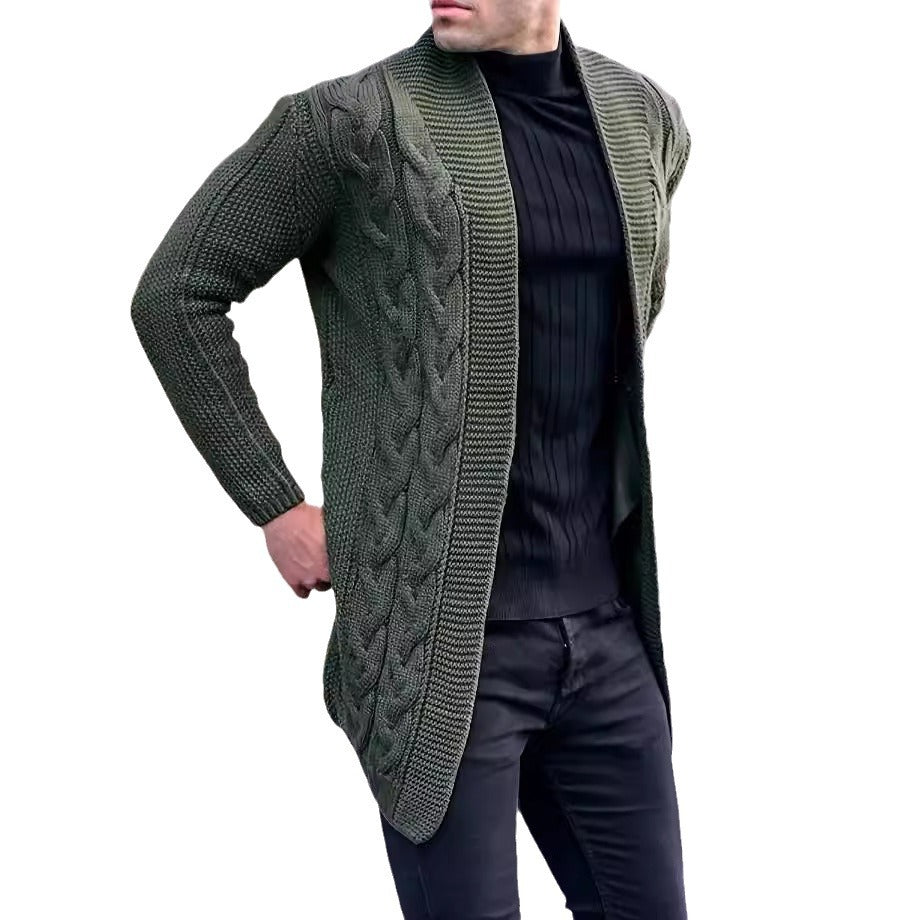 Men's chunky knit cardigan with trendy cable pattern and casual cut Ivyshape