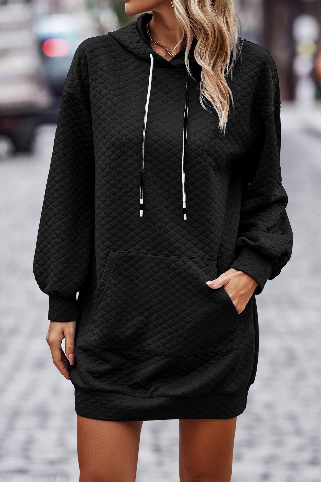 Women’s Oversized Hoodie Dress made of high-quality Sweat Fabric with Texture Ivyshape