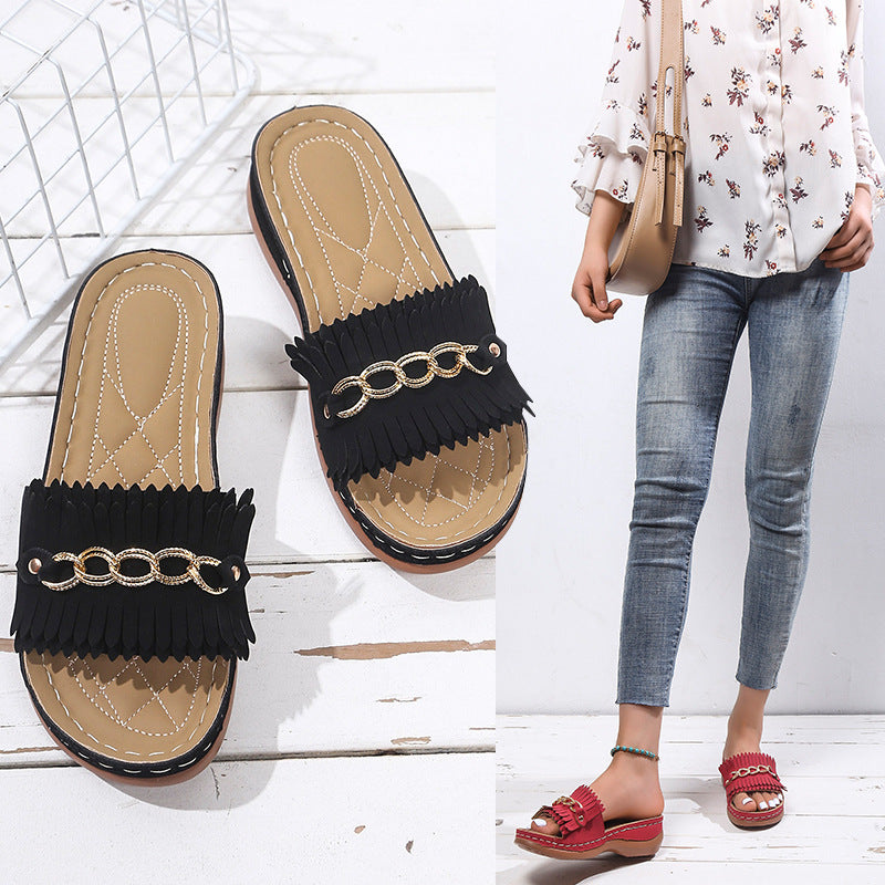 Women Fringe Slides Ivyshape