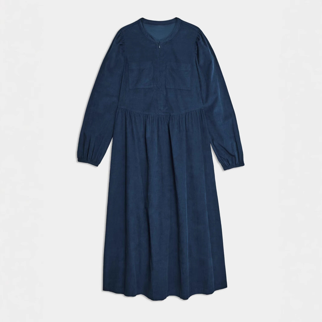 IvyShape | Corduroy Long Sleeve Women's Skirt Dress