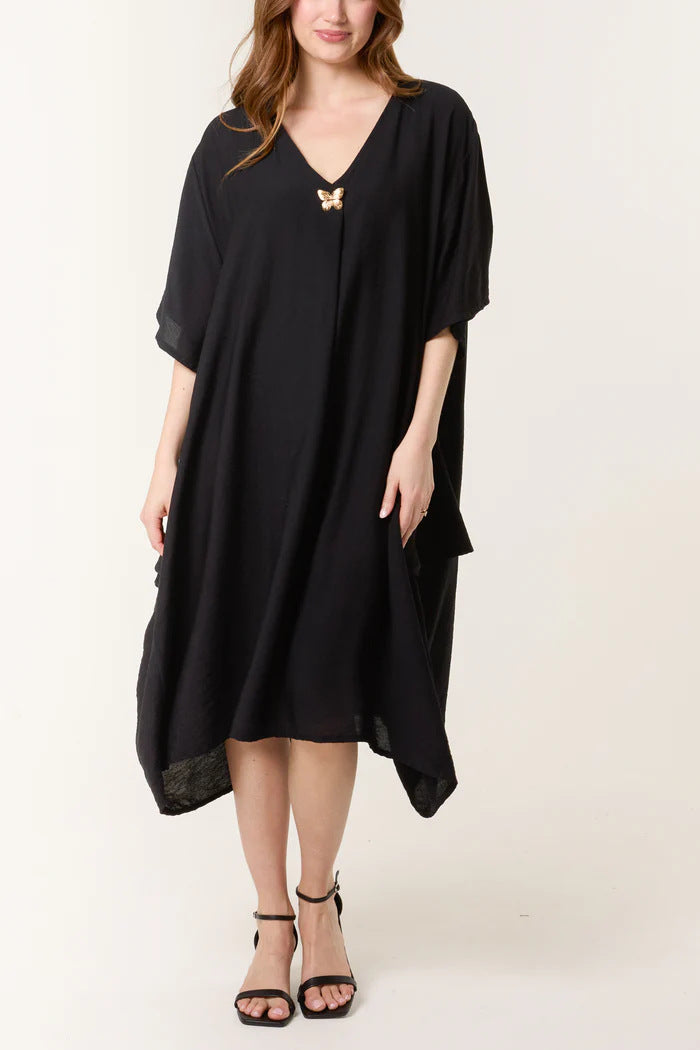 Women Casual V Neck Maxi Tunic Dress Ivyshape