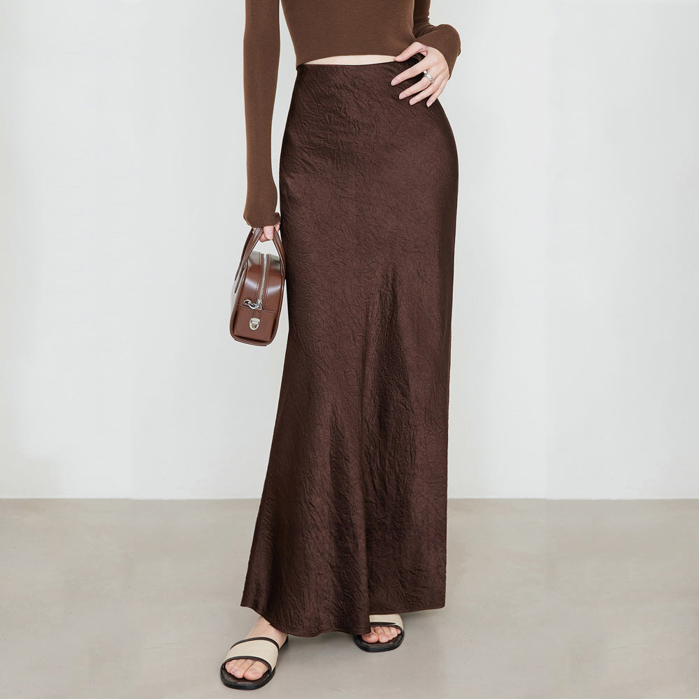 Women Elegant Maxi Skirt made of satinized viscose Ivyshape