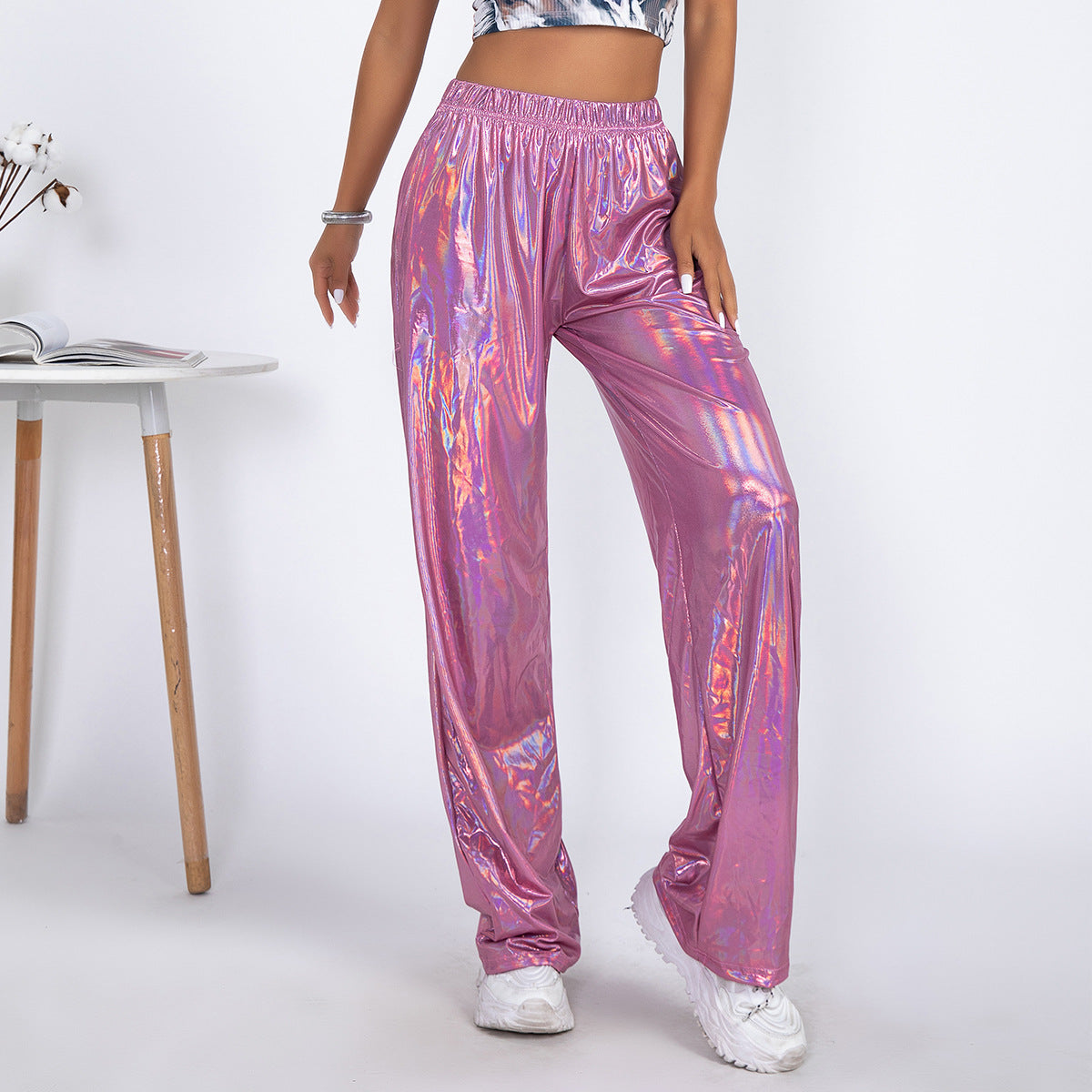 Women Glamorous Sports Pants in Shiny Design Ivyshape