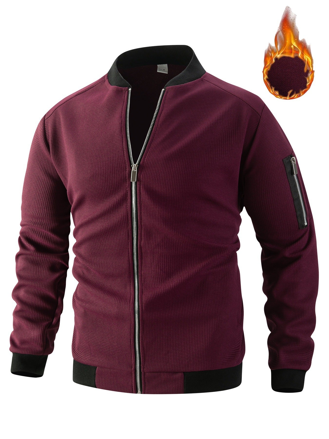 Men's sporty bomber jacket with zipper and textured design Ivyshape