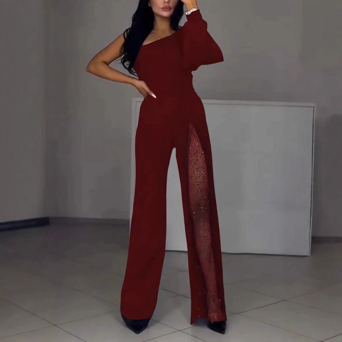 IvyShape | Sexy one-sided high-slit jumpsuit