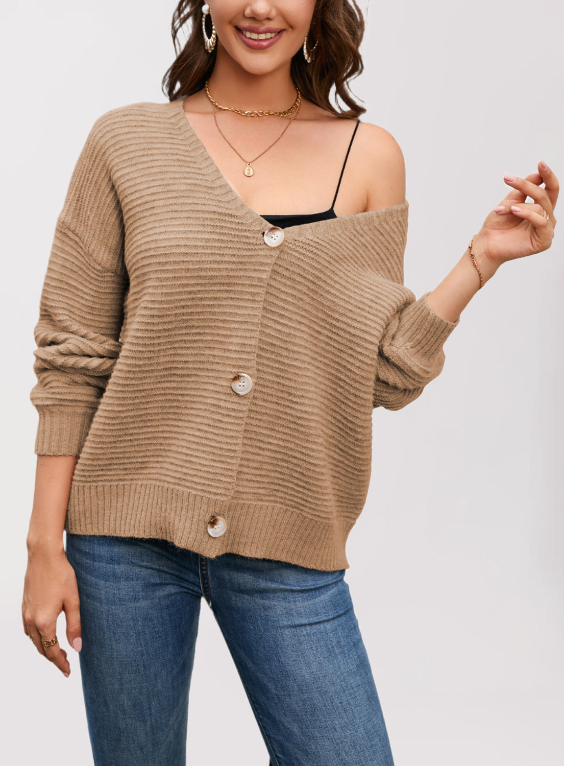 IvyShape | V-Neck Casual Cardigan