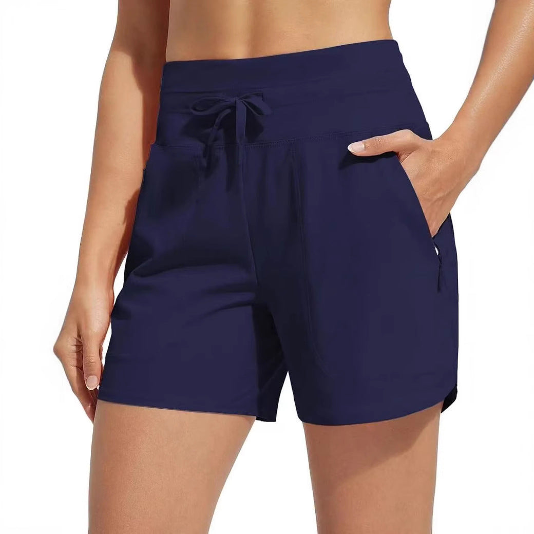 Women's performance active shorts with integrated boxer short lining Ivyshape