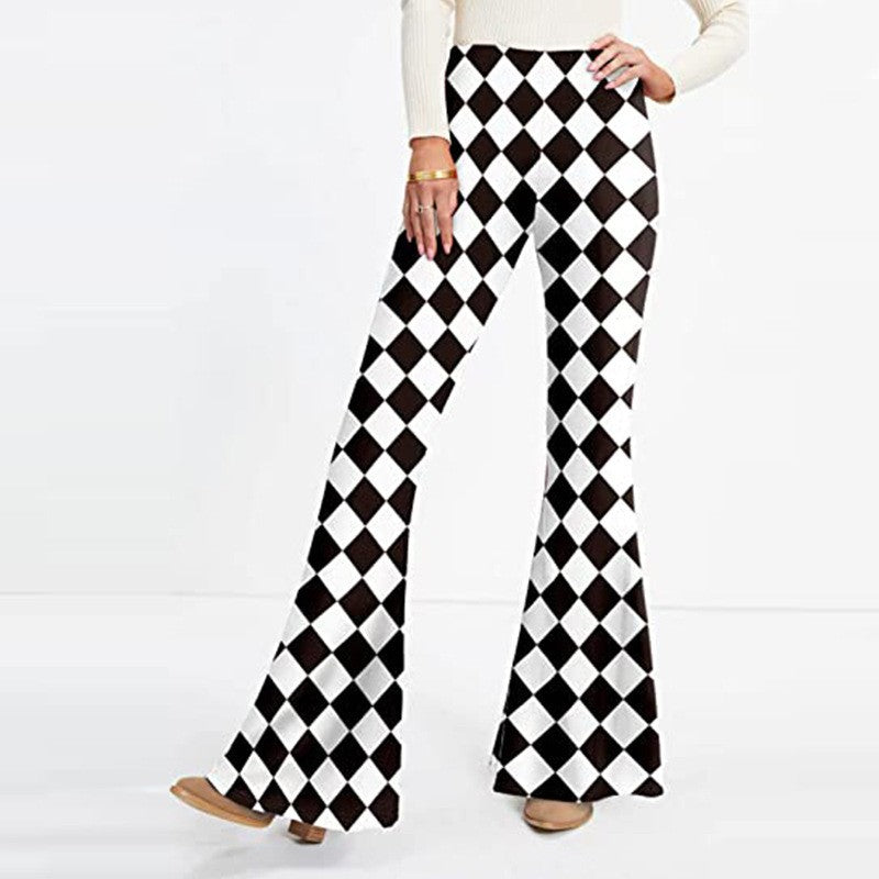 Ivyshape | Tight Retro Print Bootleg Pants