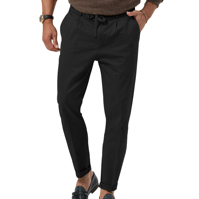 Men's relaxed chino pants with adjustable drawstring and side pockets Ivyshape