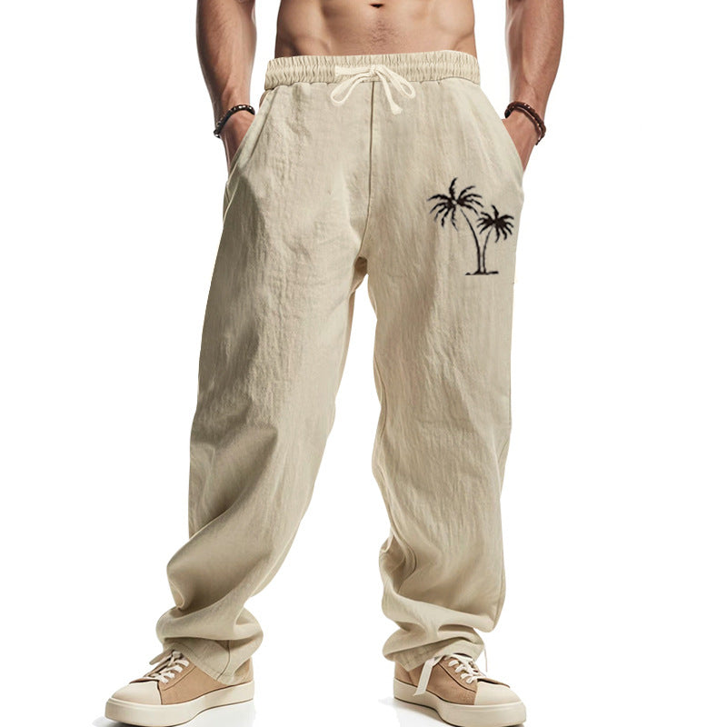 Men's casual beach pants with high wearing comfort and special palm motifs Ivyshape