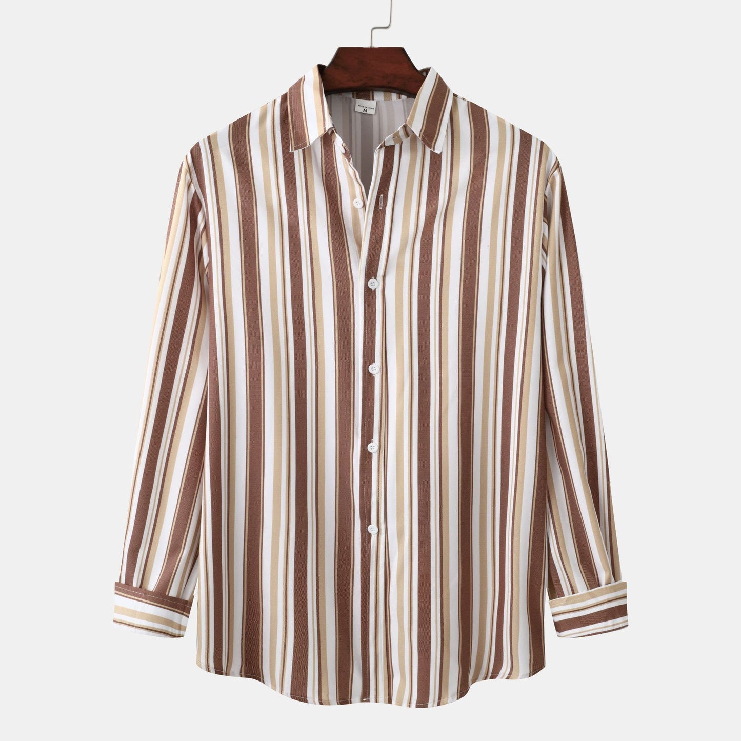 Men's long-sleeve shirt with modern stripe pattern and comfortable fit Ivyshape