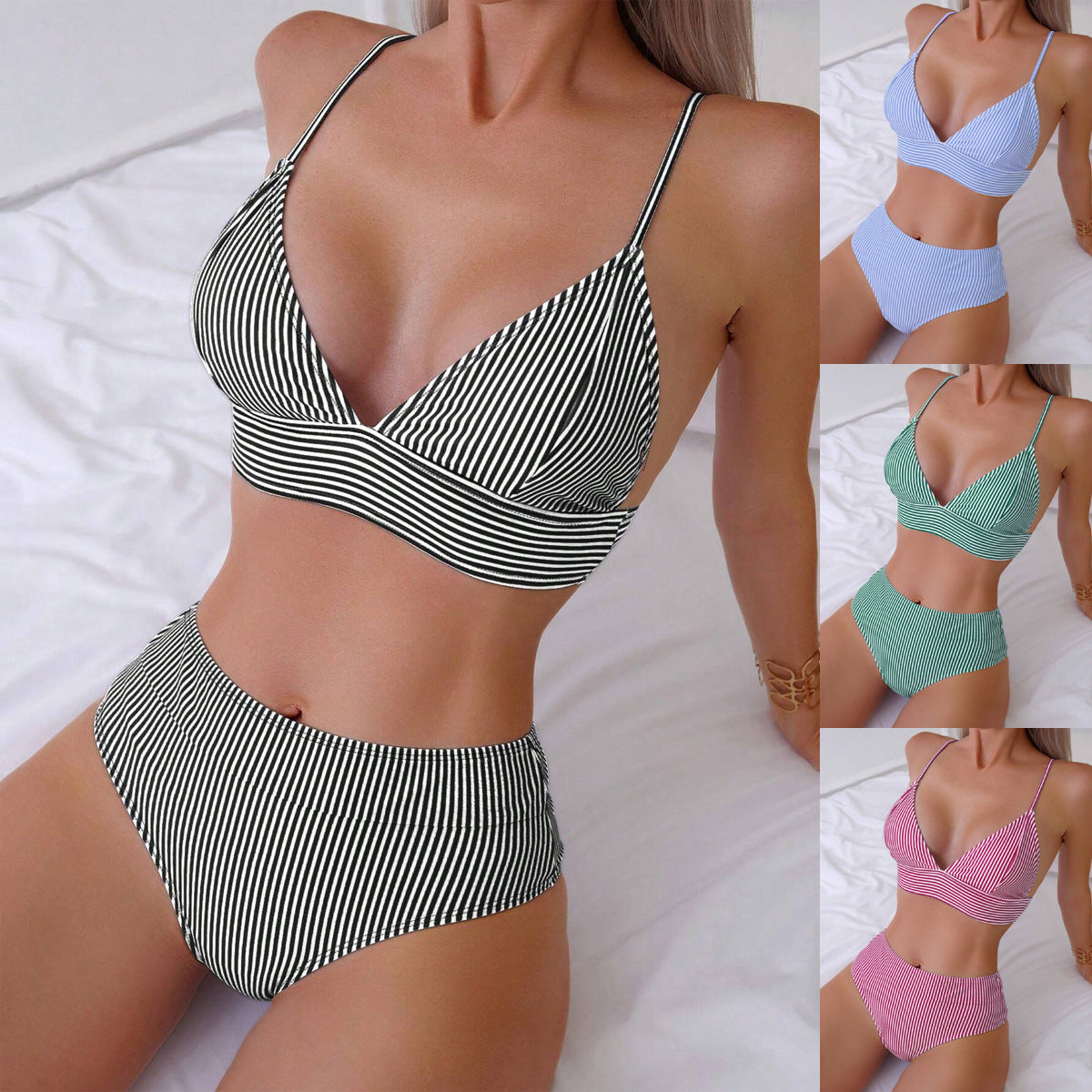 Women's bikini set with high-cut bottom and strapless top Ivyshape