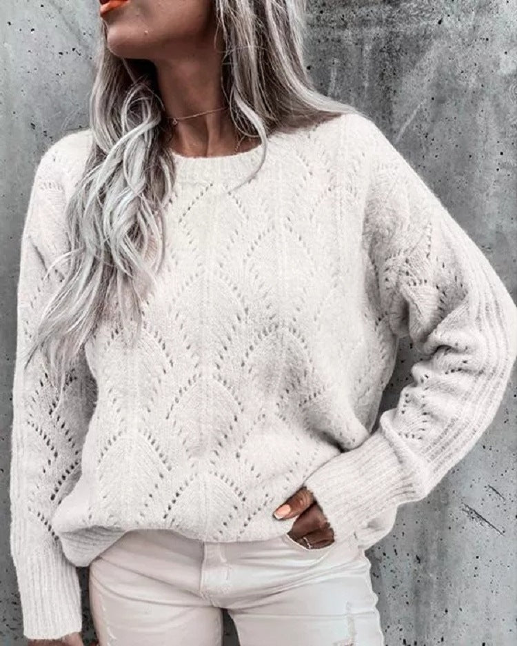 Women’s knit pullover with fine openwork pattern Ivyshape