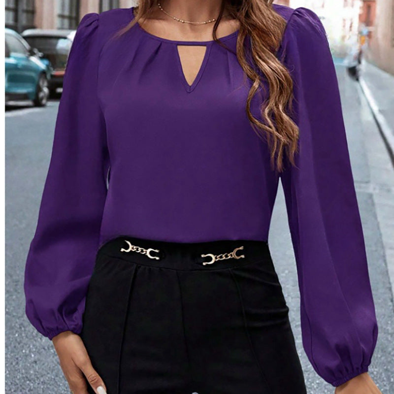 IvyShape | Women's Silk Satin Pleated Long Sleeve Shirt